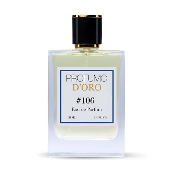Profumo D’oro #106 – stilvoller Herrenflakon, Hauptansicht des avantgardistisch-luxuriösen Eau de Parfum